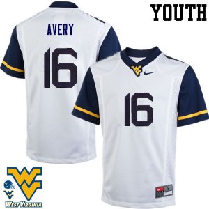 Youth West Virginia Mountaineers NCAA #16 Toyous Avery White Authentic Nike Stitched College Football Jersey NE15P03IN